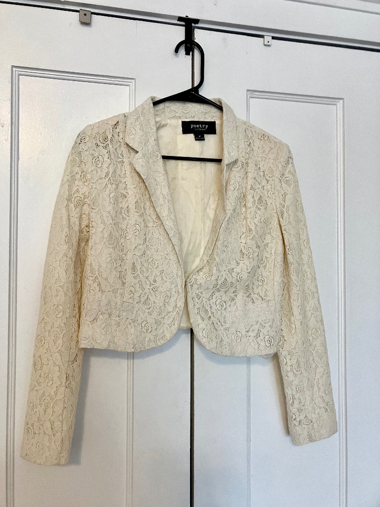 Poetry Cream Lace Cropped Jacket (Medium)